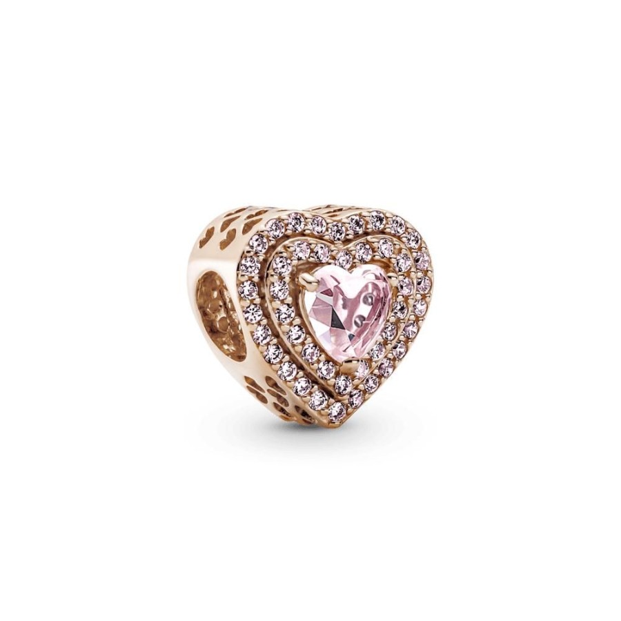 Charms Joyas Pandora | Charm Corazon Nivelado Brillante Recubrimiento En Oro Rosa 14K