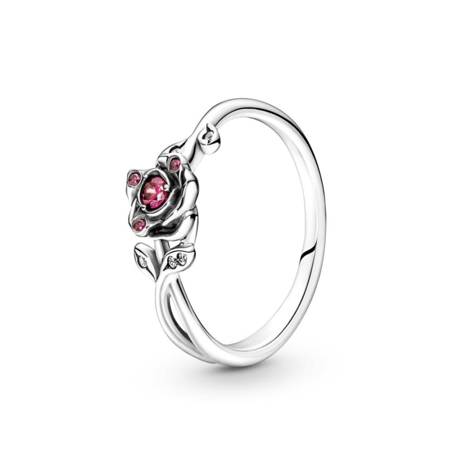 Anillos Joyas Pandora | Anillo En Plata De Ley Rosa De La Bella Y La Bestia De Disney