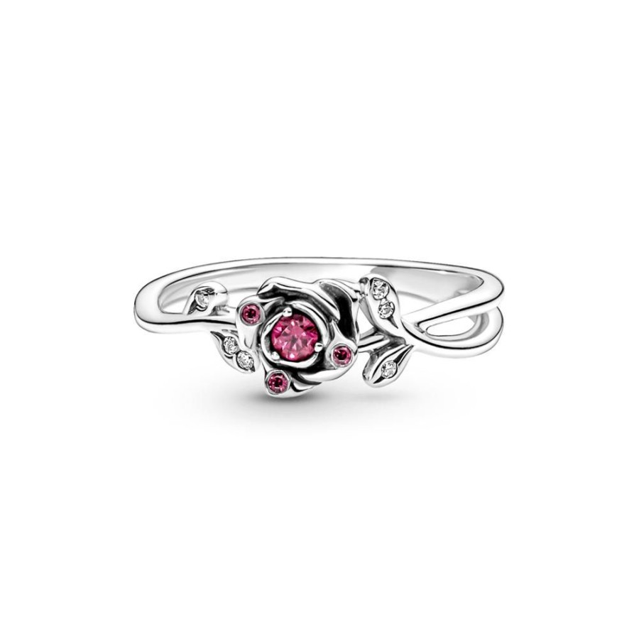 Anillos Joyas Pandora | Anillo En Plata De Ley Rosa De La Bella Y La Bestia De Disney