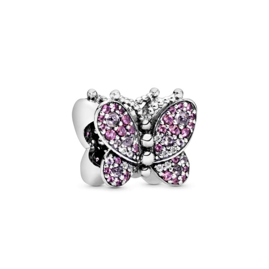 Charms Joyas Pandora | Charm Mariposa De Pave Rosada