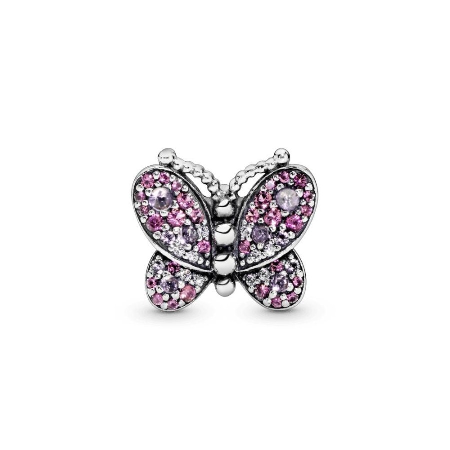 Charms Joyas Pandora | Charm Mariposa De Pave Rosada