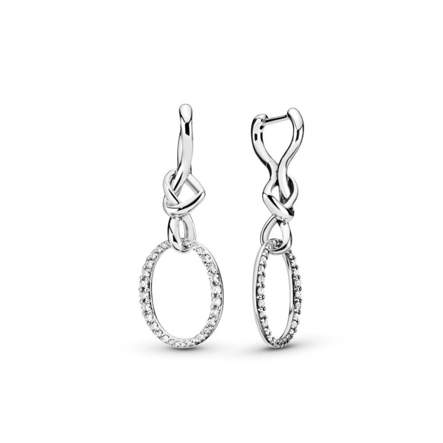 Aretes Joyas Pandora | Aretes Colgantes Ovales Corazones Anudados