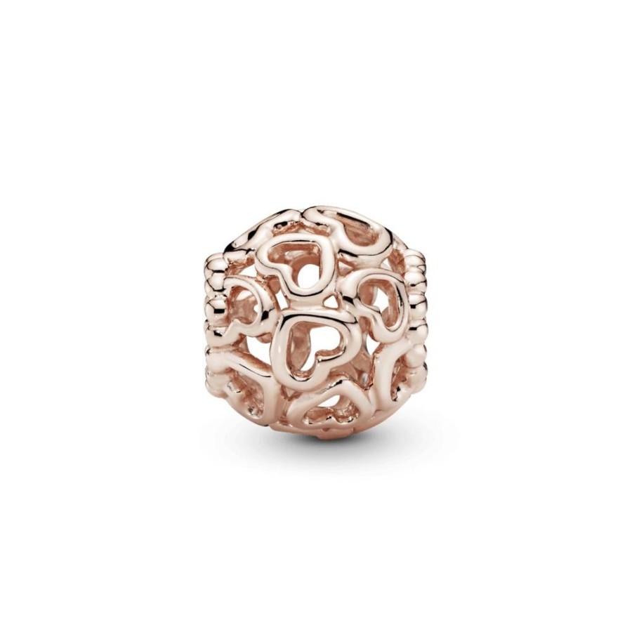 Charms Joyas Pandora | Charm Puro Corazon Recubrimiento En Oro Rosa De 14K