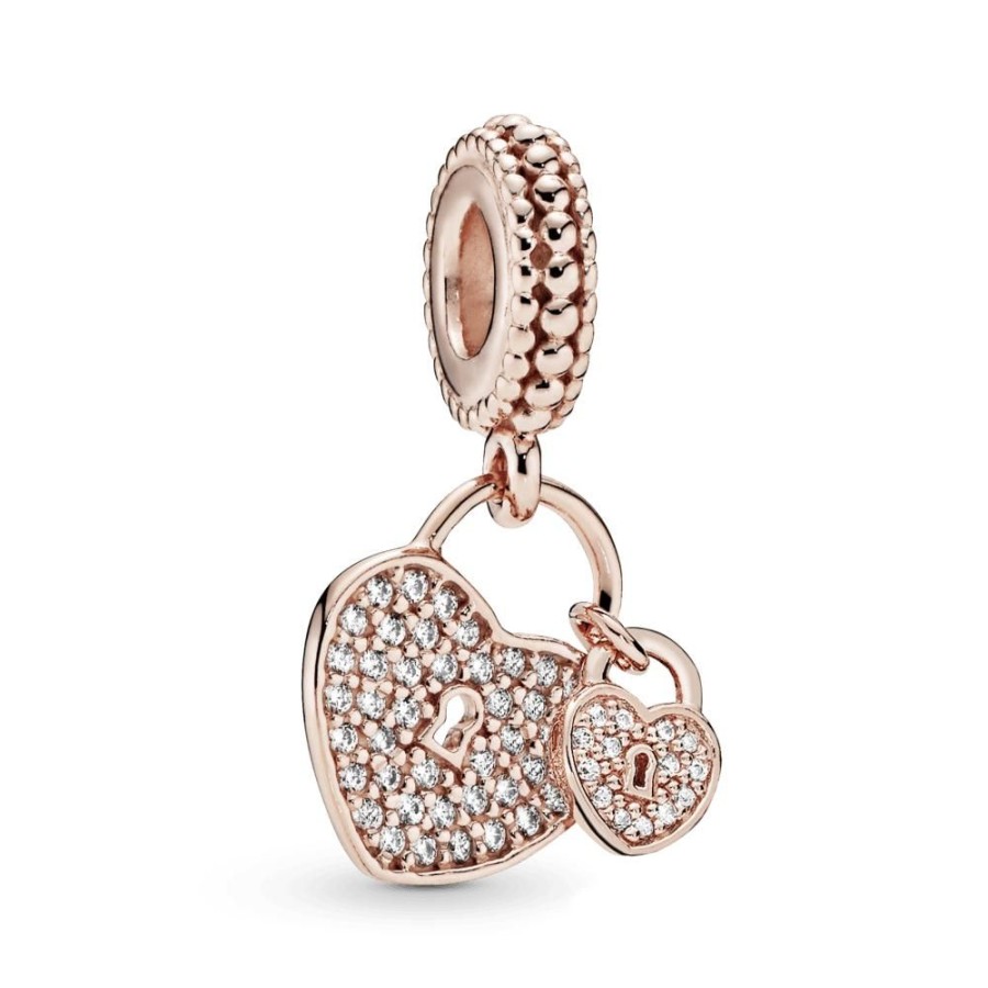 Charms Joyas Pandora | Charm Colgante Cadenas De Amor Recubrimiento En Oro Rosa De 14K