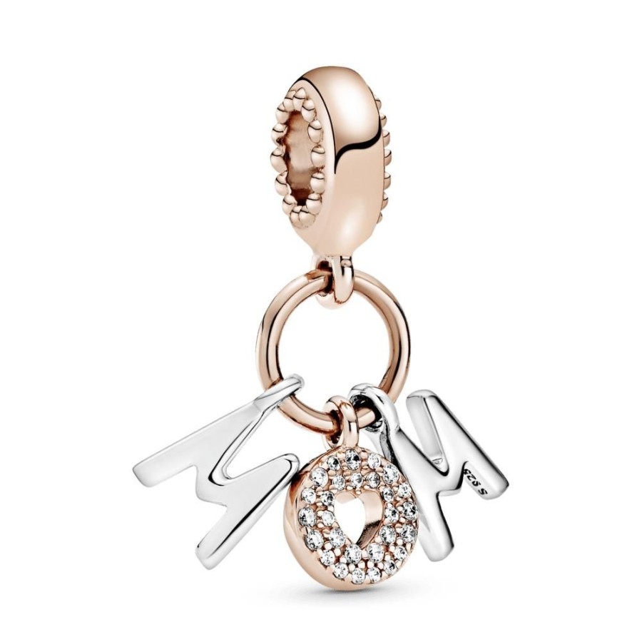 Charms Joyas Pandora | Charm Colgante Con Las Letras De Recubrimiento En Oro Rosa De 14K