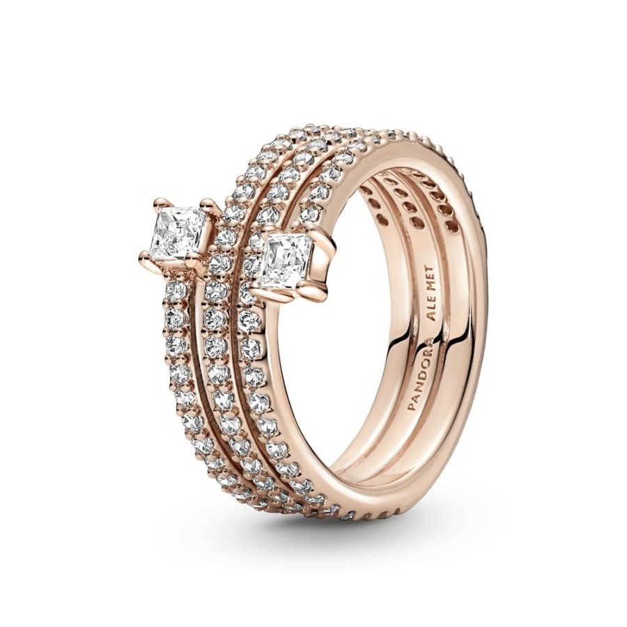 Anillos Joyas Pandora | Anillo Con Recubrimiento En Oro Rosa De 14K Triple Espiral