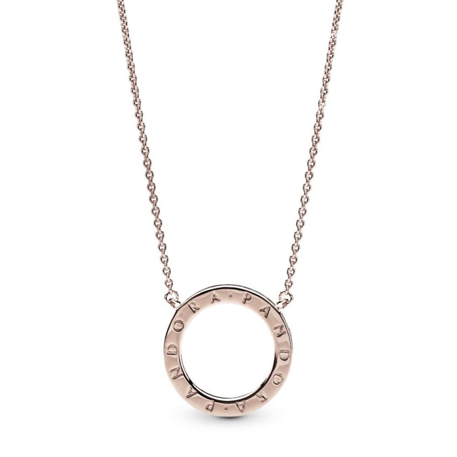 Collares Y Dijes Joyas Pandora | Collar Circulo De Brillo Recubrimiento En Oro Rosa De 14K