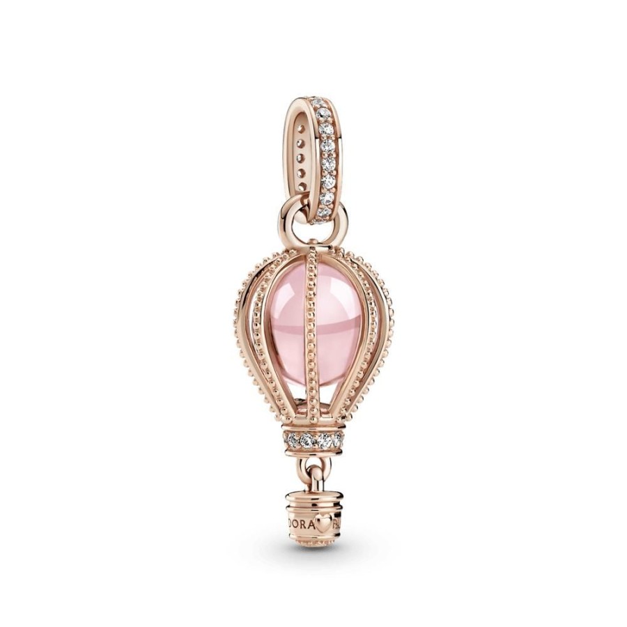 Charms Joyas Pandora | Charm Colgante Globo Aerostatico Rosa Resplandeciente Recubrimiento En Oro Rosa De 14K