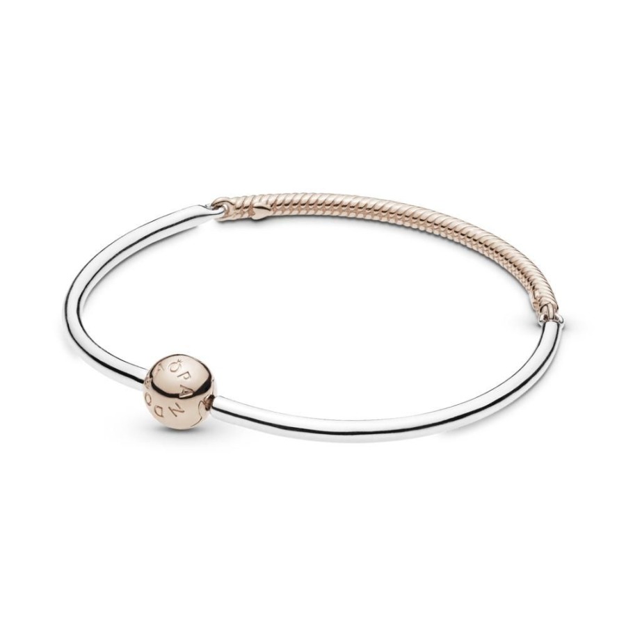 Brazaletes Joyas Pandora | Brazalete Moments En Tres Enlaces Recubrimiento En Oro Rosa De 14K