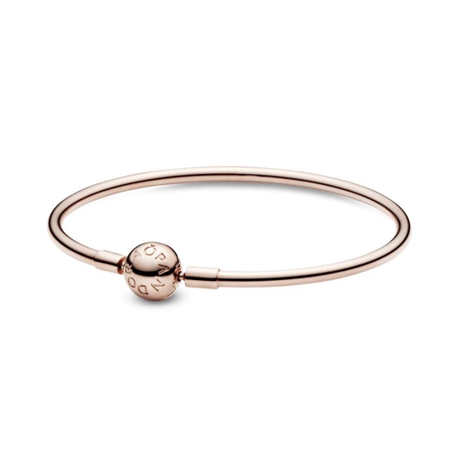 Brazaletes Joyas Pandora | Brazalete Rigido Pandora Moments Recubrimiento En Oro Rosa De 14K