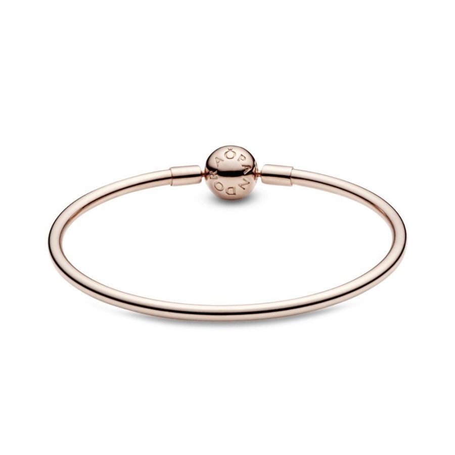 Brazaletes Joyas Pandora | Brazalete Rigido Pandora Moments Recubrimiento En Oro Rosa De 14K