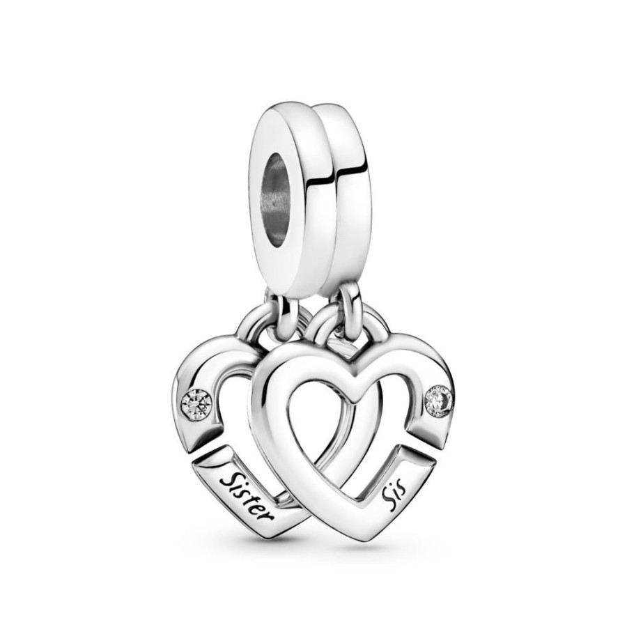 Charms Joyas Pandora | Charm Colgante Dividido Corazones Gemelos Entrelazados