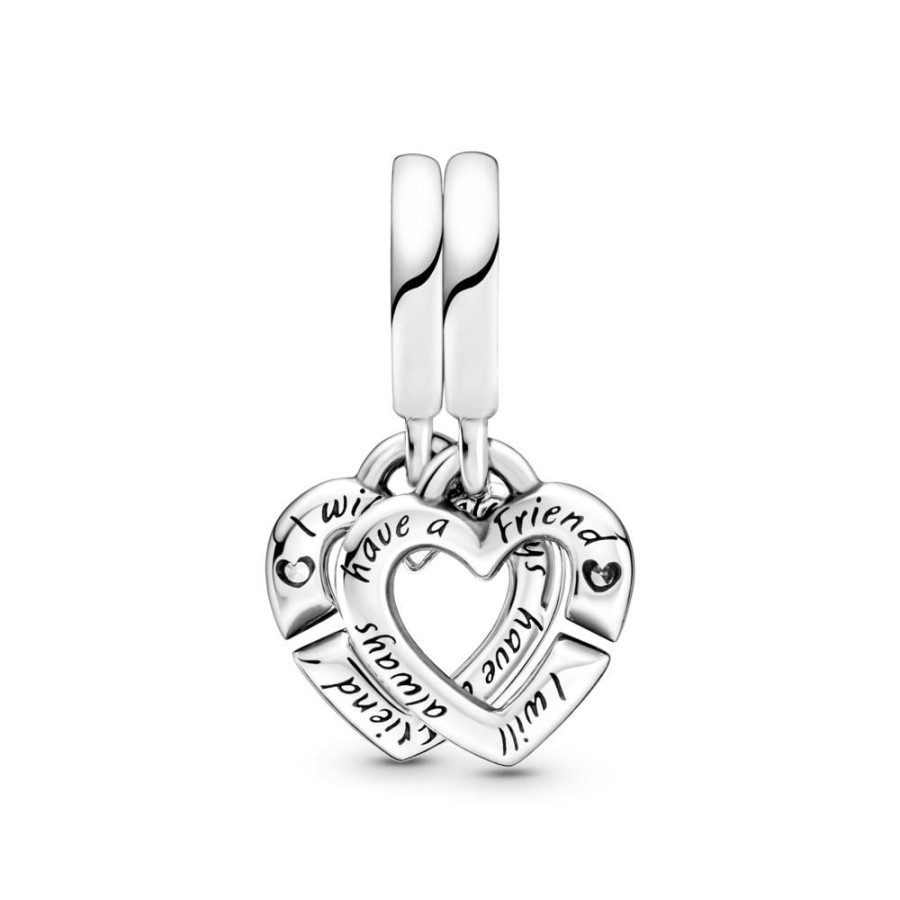 Charms Joyas Pandora | Charm Colgante Dividido Corazones Gemelos Entrelazados