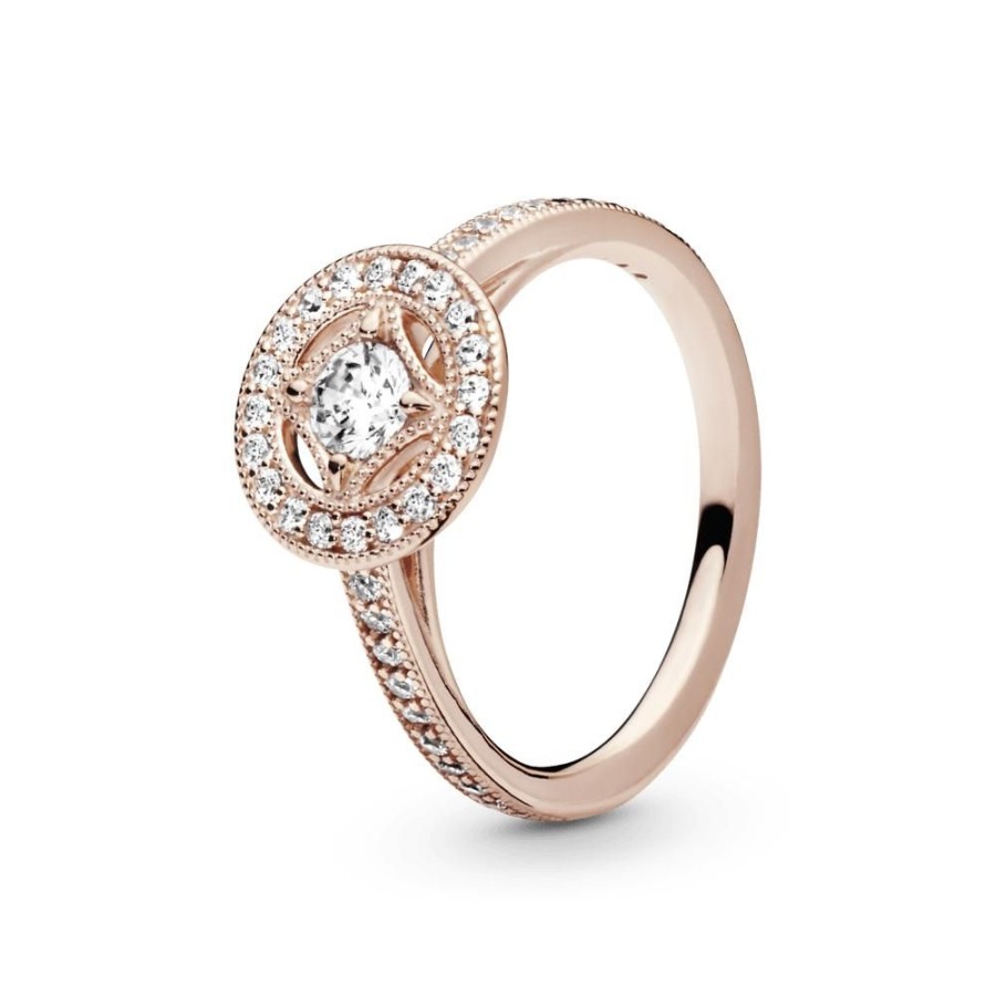 Anillos Joyas Pandora | Anillo Circulo Clasico Recubrimiento En Oro Rosa De 14K