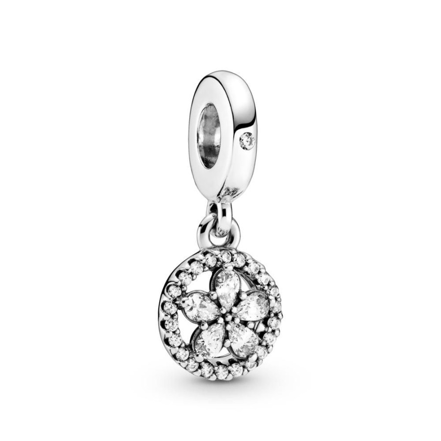 Charms Joyas Pandora | Charm Colgante De Circulo De Copo De Nieve Brillante