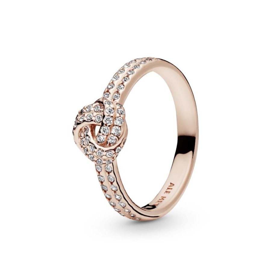 Anillos Joyas Pandora | Anillo Nudo Reluciente Recubrimiento En Oro Rosa De 14K