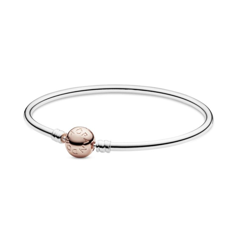 Brazaletes Joyas Pandora | Brazalete Rigido Broche Pandora Moments Recubrimiento En Oro Rosa De 14K