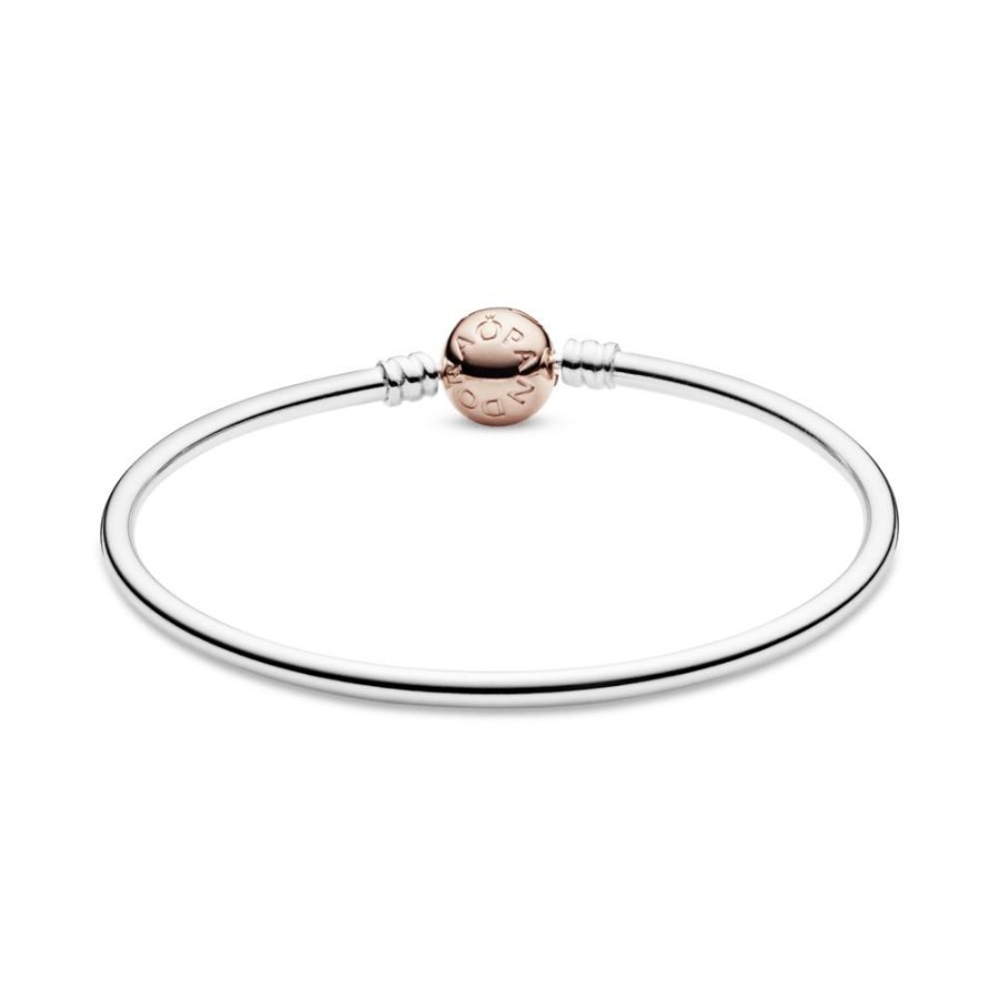 Brazaletes Joyas Pandora | Brazalete Rigido Broche Pandora Moments Recubrimiento En Oro Rosa De 14K