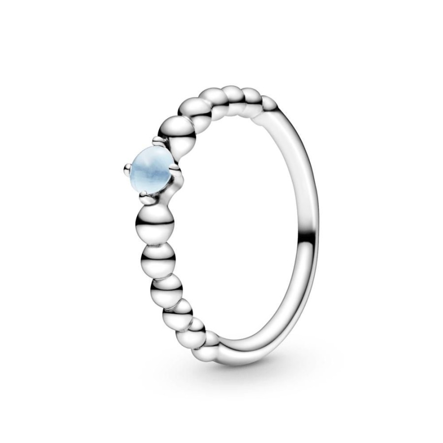 Anillos Joyas Pandora | Anillo De Abalorios Azul Cielo Pandora Plata Esterlina