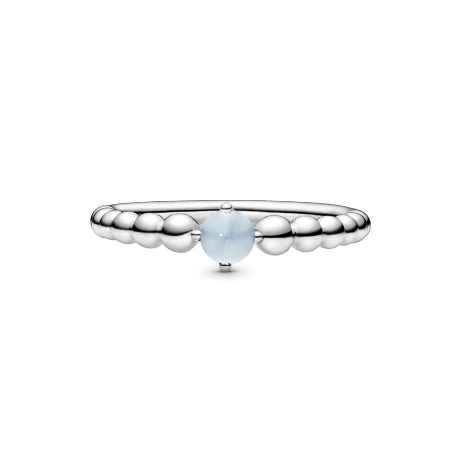 Anillos Joyas Pandora | Anillo De Abalorios Azul Cielo Pandora Plata Esterlina