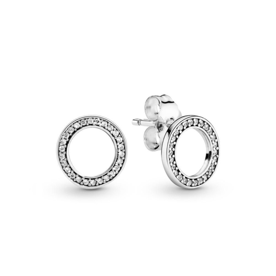 Aretes Joyas Pandora | Aretes De Boton Circulo Reluciente