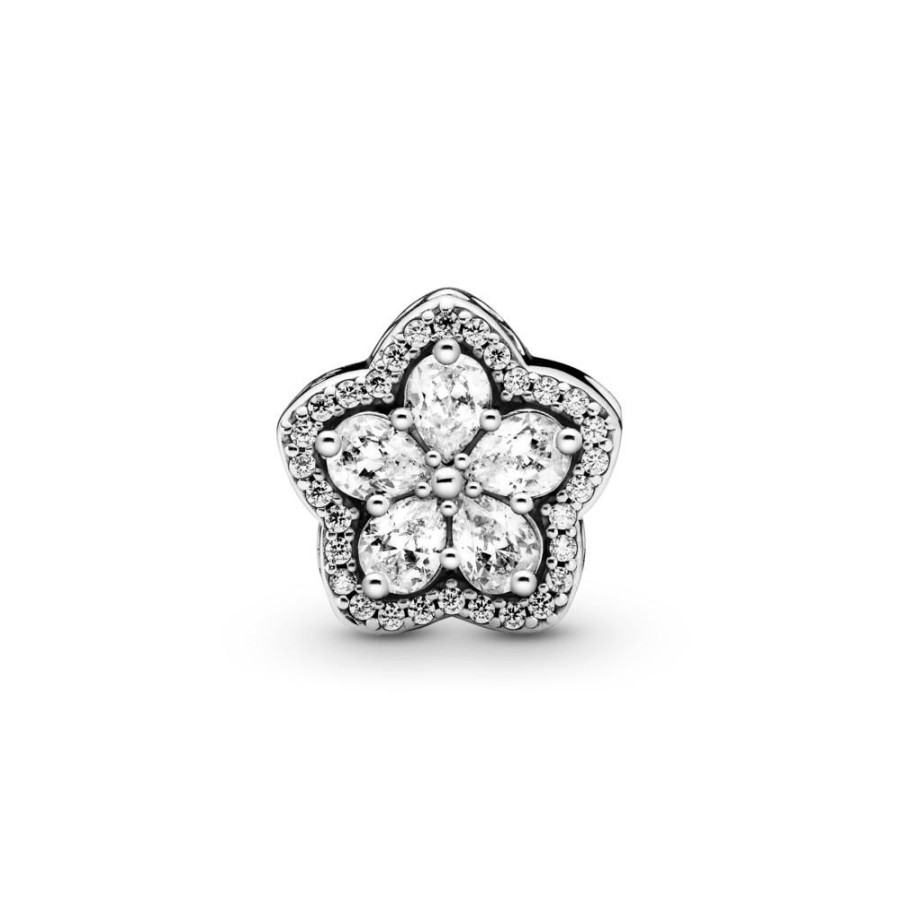 Charms Joyas Pandora | Charm Con Pave De Copo De Nieve Brillante