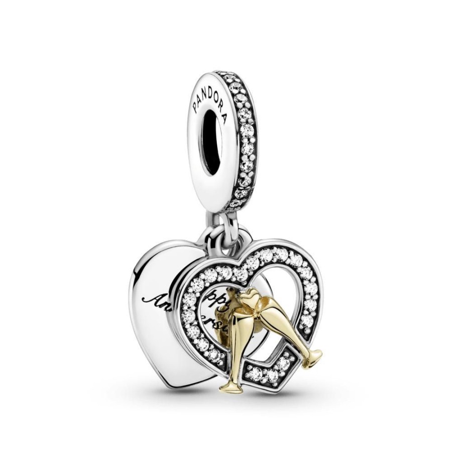 Charms Joyas Pandora | Charm Colgante De Dos Tonos Feliz Aniversario