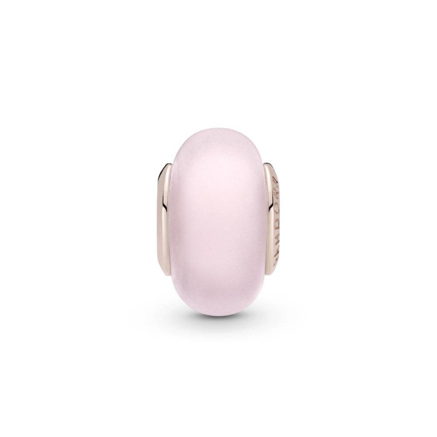 Charms Joyas Pandora | Charm De Cristal Murano Rosa Mate Recubrimiento En Oro Rosa De 14K