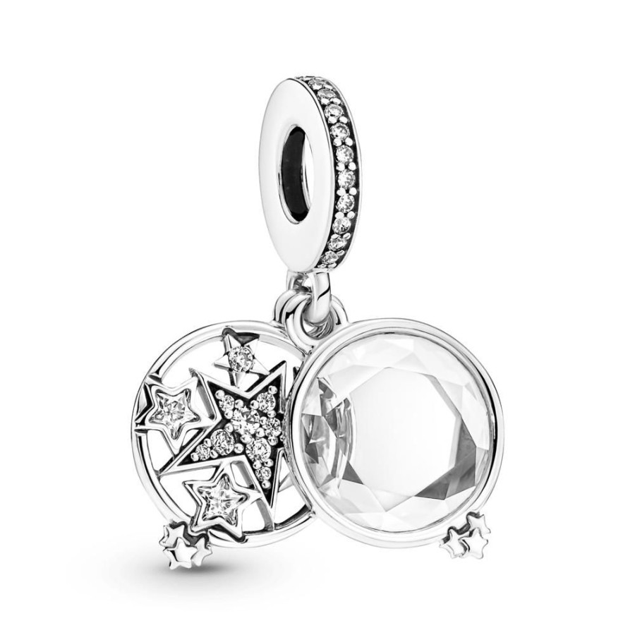 Charms Joyas Pandora | Charm Colgante Doble En Plata De Ley Estrella Magnificada