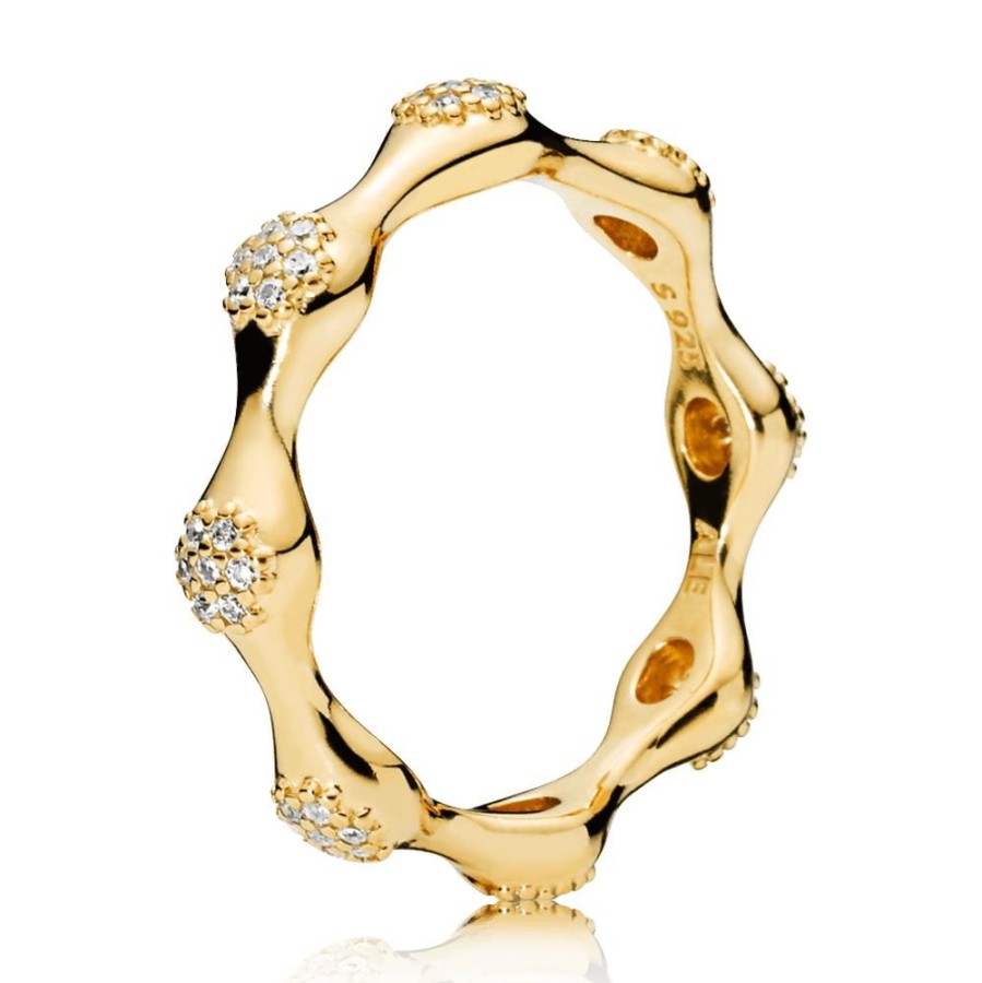 Anillos Joyas Pandora | Anillo Capsulas De Amor Modernas De Pave Recubrimiento En Oro De 14K