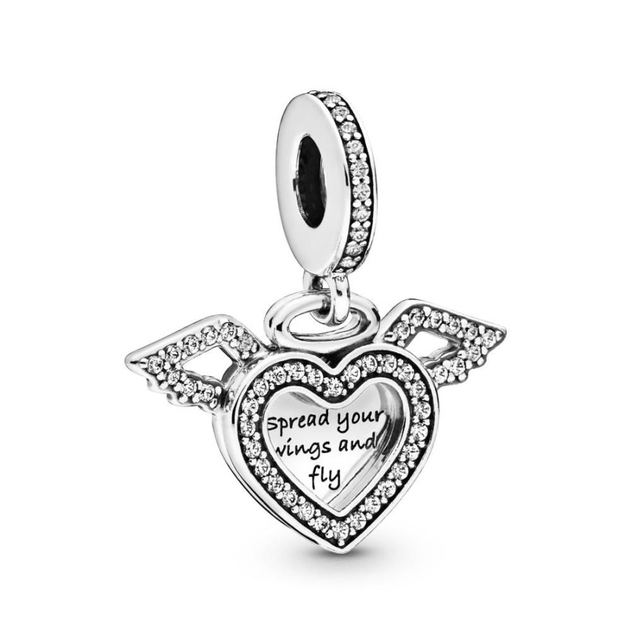 Charms Joyas Pandora | Charm Colgante Corazon Y Alas De Angel