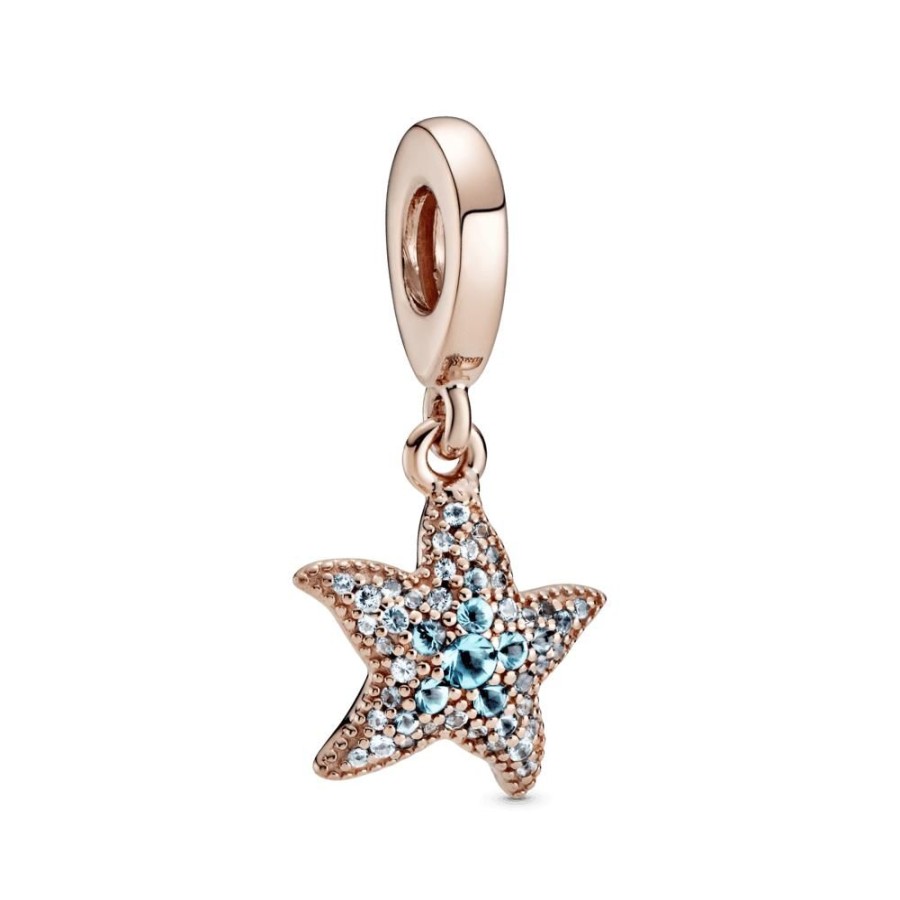 Charms Joyas Pandora | Charm Colgante Estrella De Mar Reluciente Recubrimiento En Oro Rosa De 14K