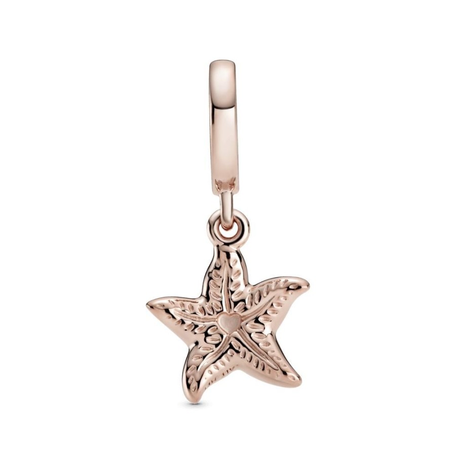 Charms Joyas Pandora | Charm Colgante Estrella De Mar Reluciente Recubrimiento En Oro Rosa De 14K