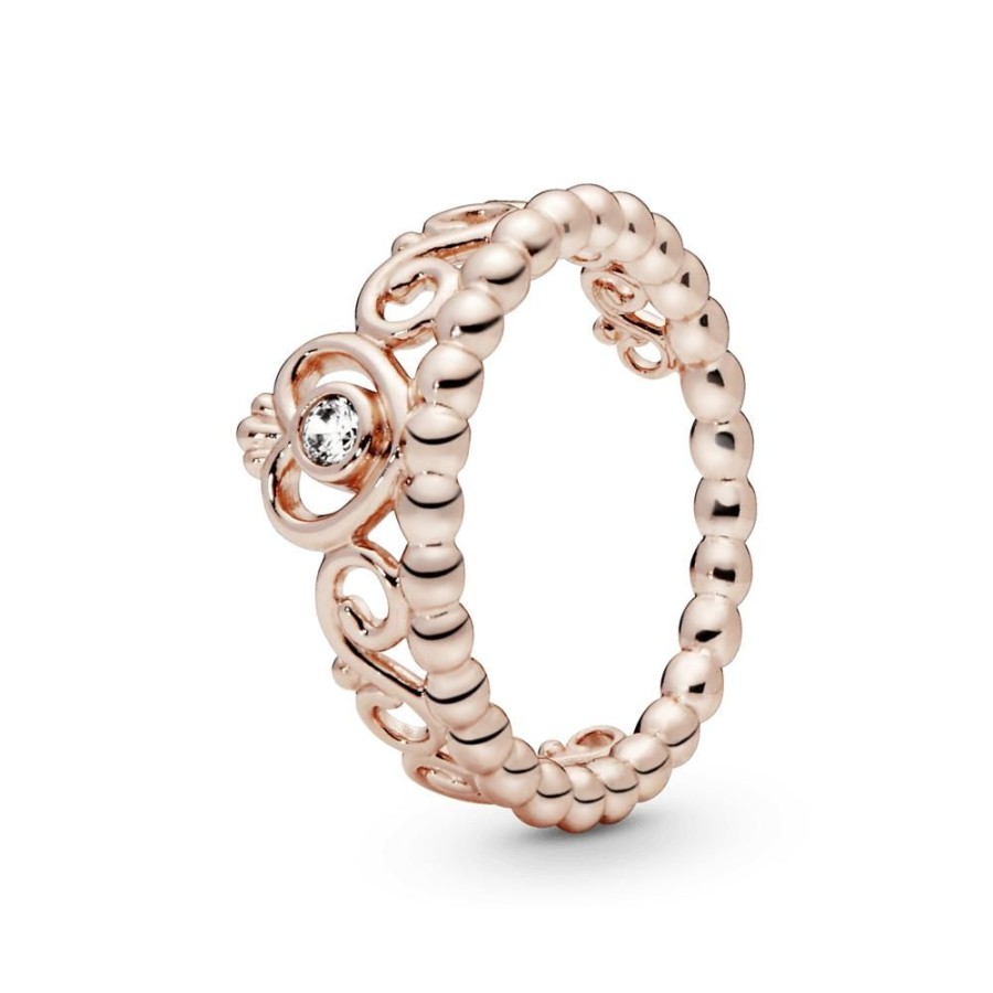 Anillos Joyas Pandora | Anillo Corona De Mi Princesa Cz Clara Recubrimiento En Oro Rosa De 14K