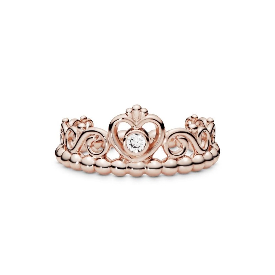 Anillos Joyas Pandora | Anillo Corona De Mi Princesa Cz Clara Recubrimiento En Oro Rosa De 14K