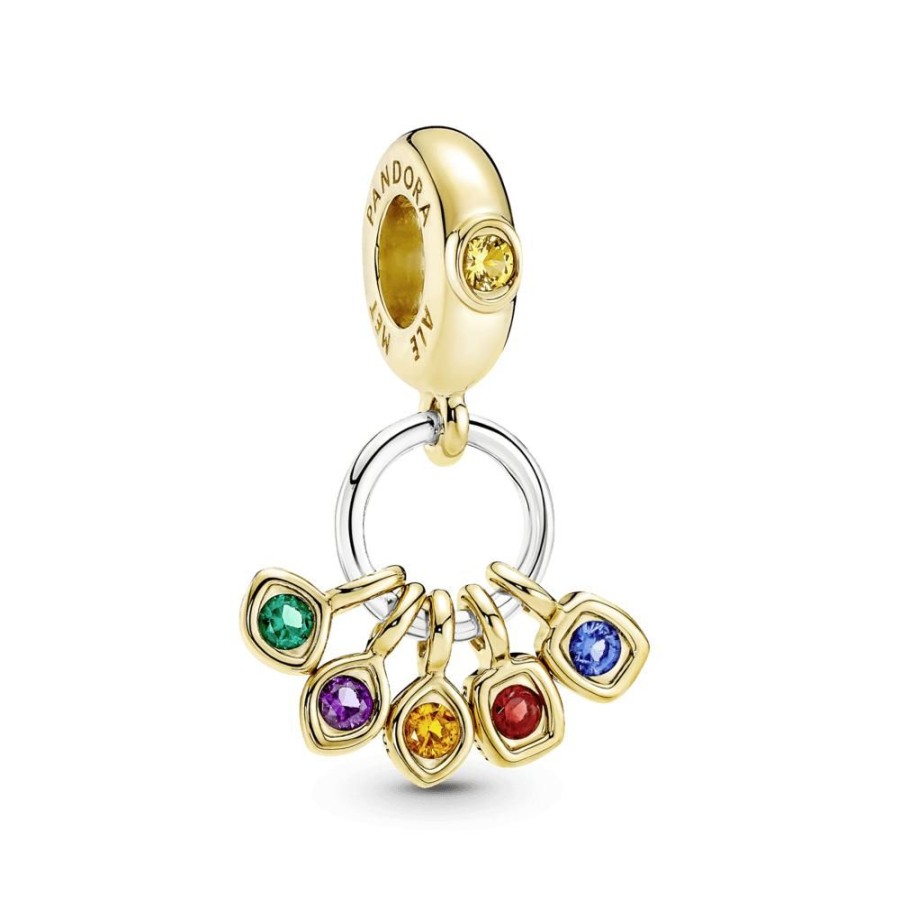 Charms Joyas Pandora | Charm Colgante Gemas Del Infinito De The Avengers De Marvel Plata Y Recubrimiento Oro 14K