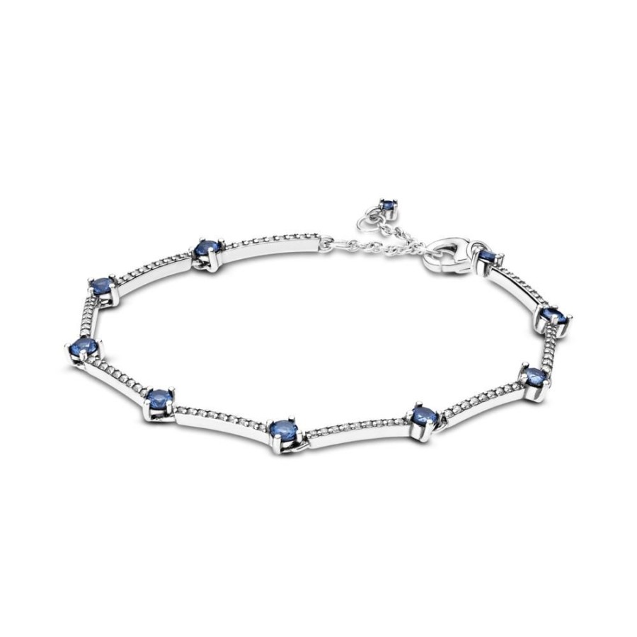 Brazaletes Joyas Pandora | Brazalete De Barras Con Pave Brillante