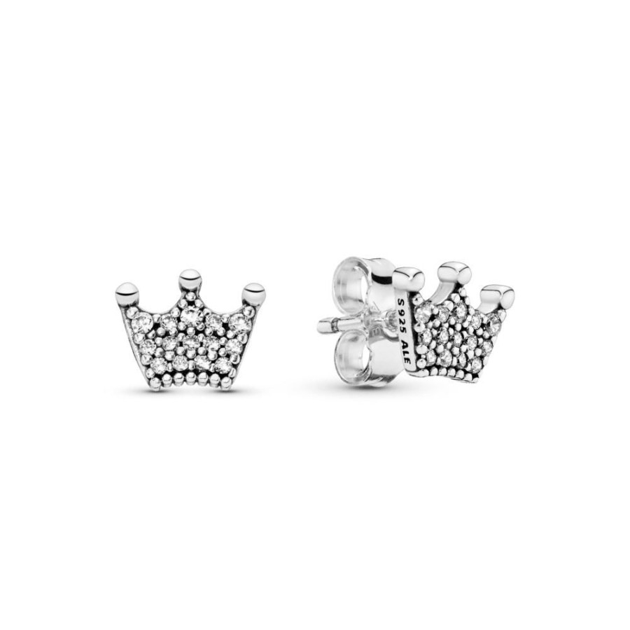 Aretes Joyas Pandora | Aretes De Boton Corona