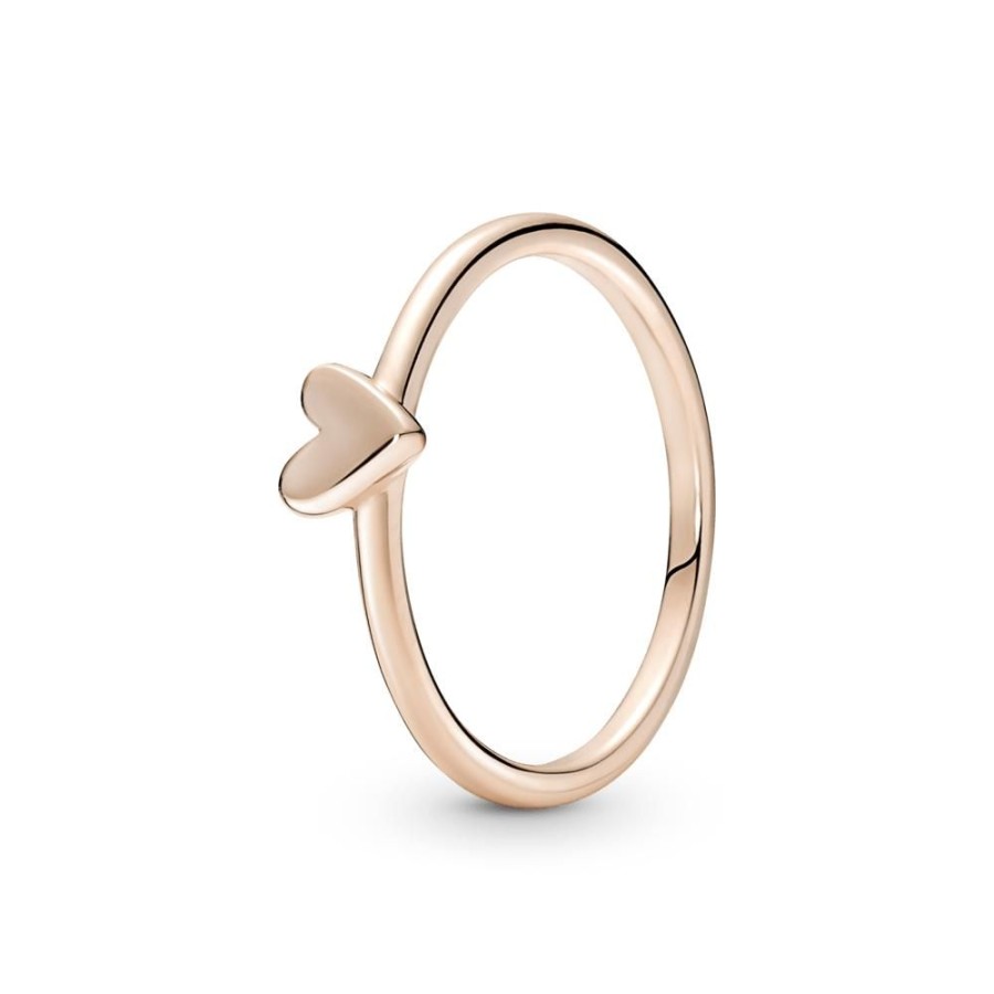 Anillos Joyas Pandora | Anillo Corazon De Diseno Libre Recubrimiento En Oro Rosa 14K