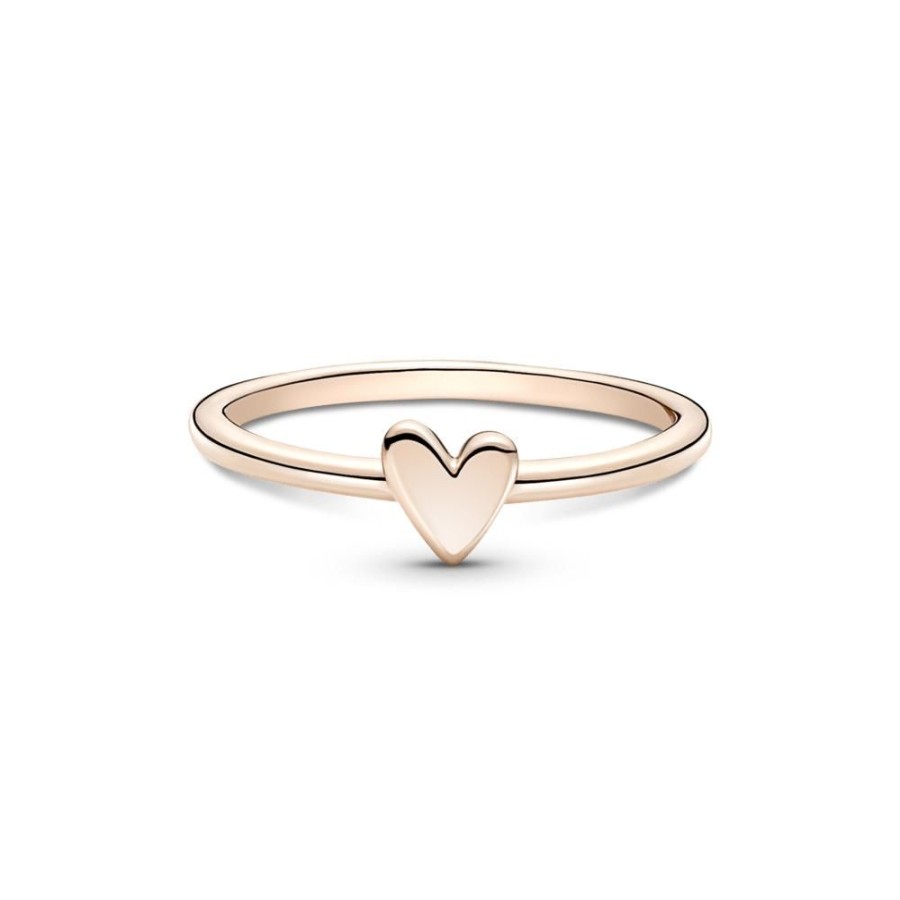 Anillos Joyas Pandora | Anillo Corazon De Diseno Libre Recubrimiento En Oro Rosa 14K