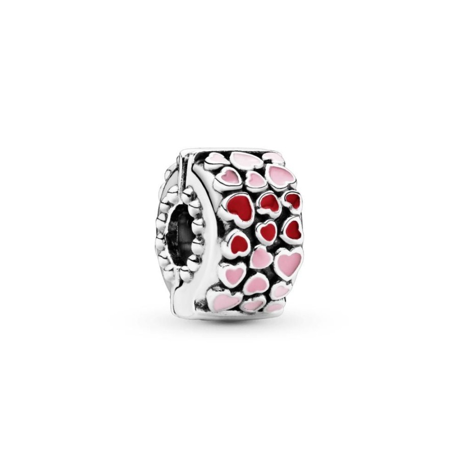 Charms Joyas Pandora | Charm Sujetador Corazones Rojo Y Rosa