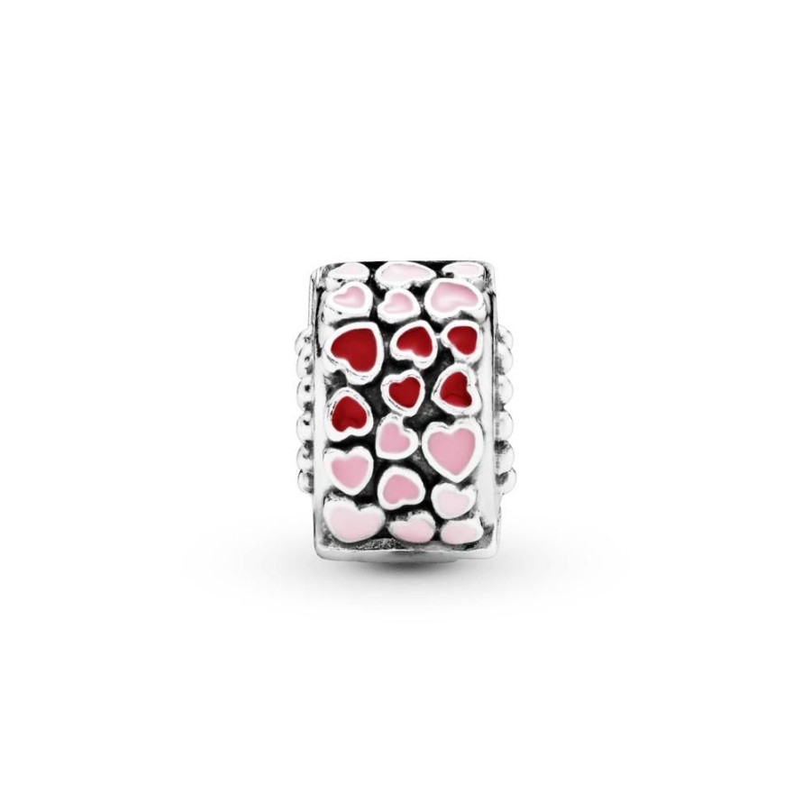 Charms Joyas Pandora | Charm Sujetador Corazones Rojo Y Rosa