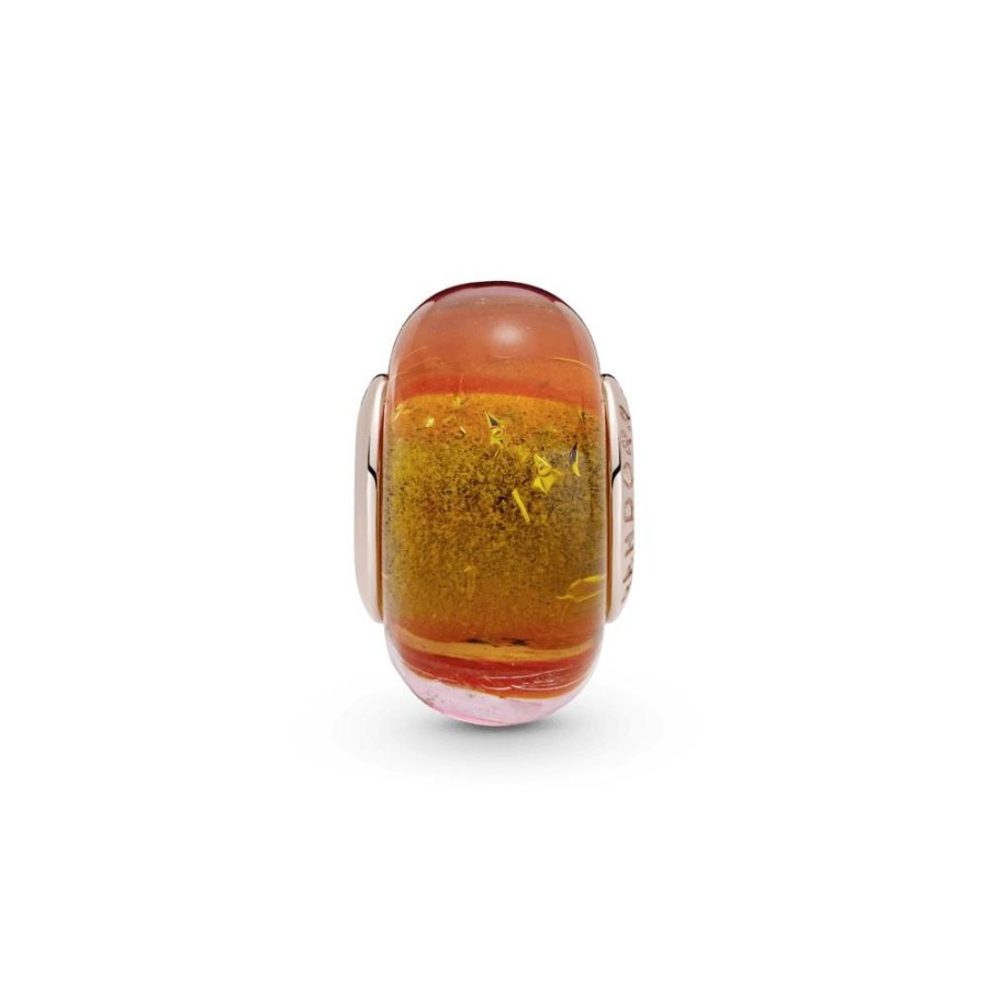 Charms Joyas Pandora | Charm De Cristal Murano Atardecer Deslumbrante Recubrimiento En Oro Rosa De 14K