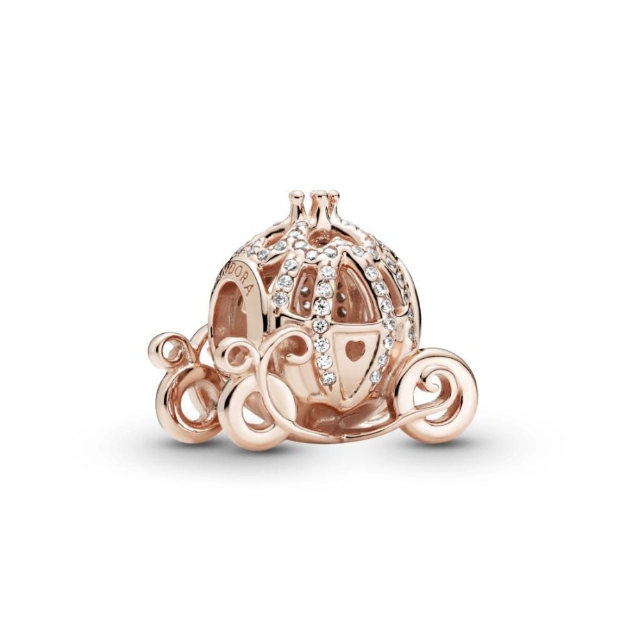 Charms Joyas Pandora | Charm Recubrimiento En Oro Rosa De 14K De Carruaje Brillante Cenicienta De Disney