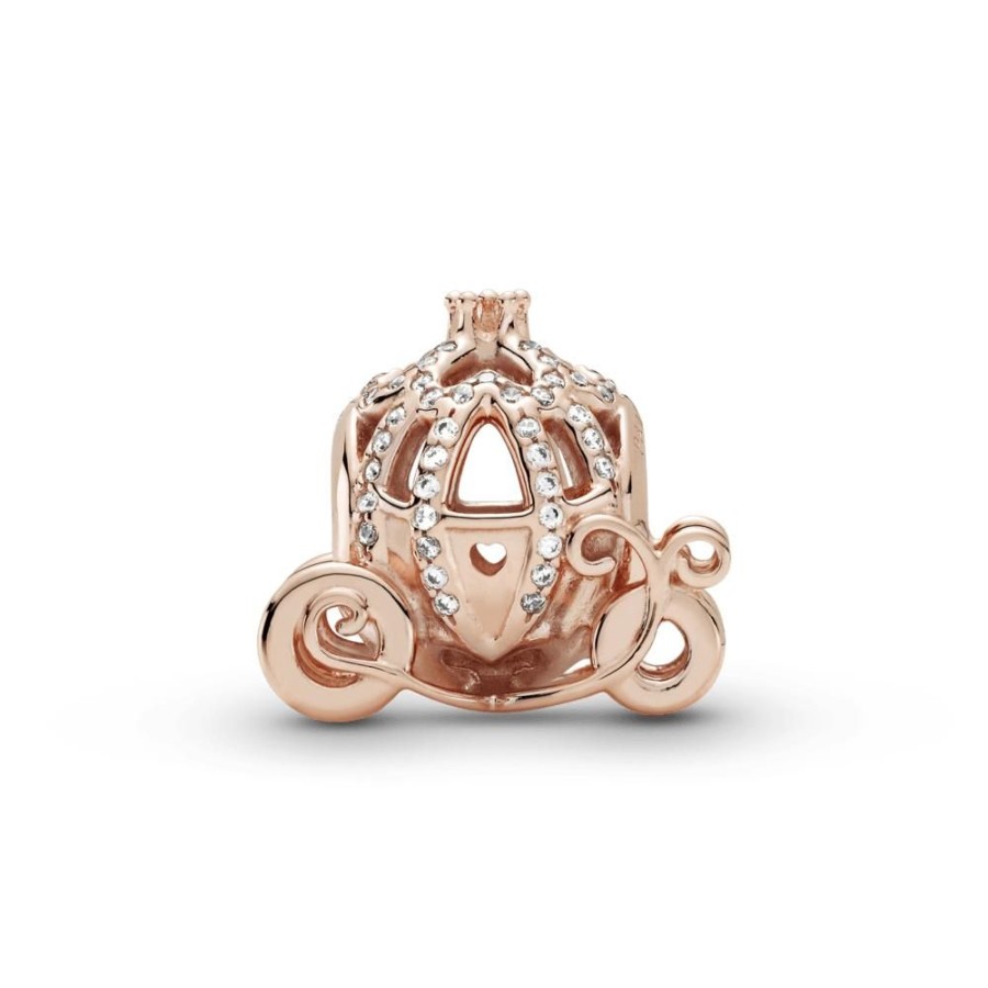 Charms Joyas Pandora | Charm Recubrimiento En Oro Rosa De 14K De Carruaje Brillante Cenicienta De Disney