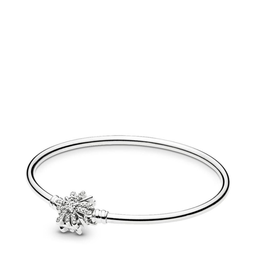 Brazaletes Joyas Pandora | Brazalete Moments Silver Bangle Fireworks Clasp