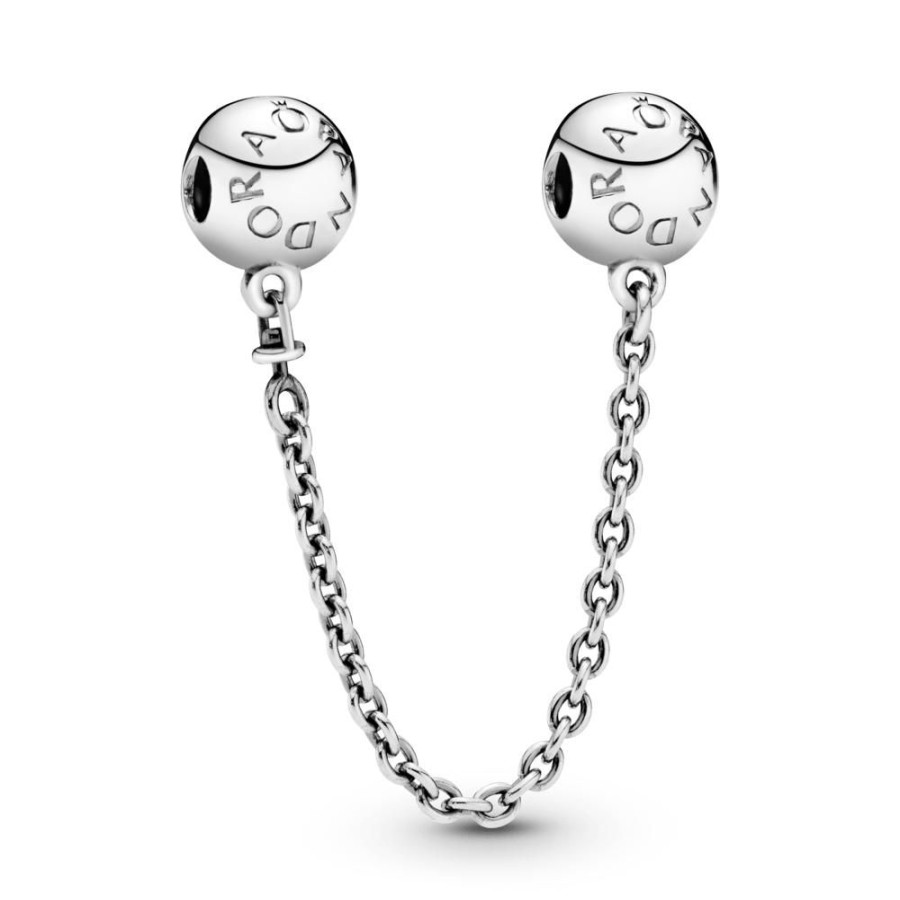 Charms Joyas Pandora | Cadena De Seguridad Con Logotipo Pandora