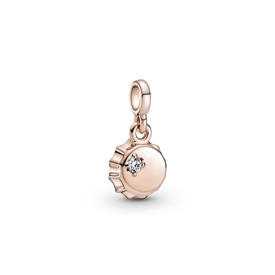 Charms Joyas Pandora | Mini Colgante Tapa De La Botella De La Suerte Recubrimiento En Oro Rosa De 14K Pandora Me