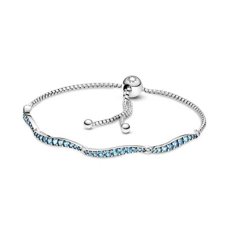 Brazaletes Joyas Pandora | Brazalete Deslizante Onda Azul