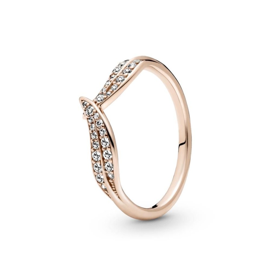 Anillos Joyas Pandora | Anillo Hojas Relucientes Recubrimiento En Oro Rosa De 14K